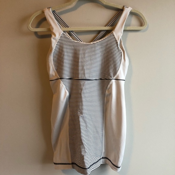 lululemon athletica Tops - Lululemon white grey stripe tank top *read please!